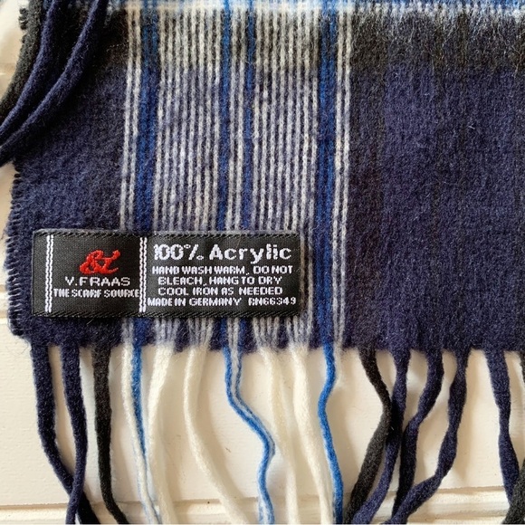 Acrylic Plaid Scarf V. FRAAS The Scarf Source German Blue and Green Soft - Picture 4 of 10